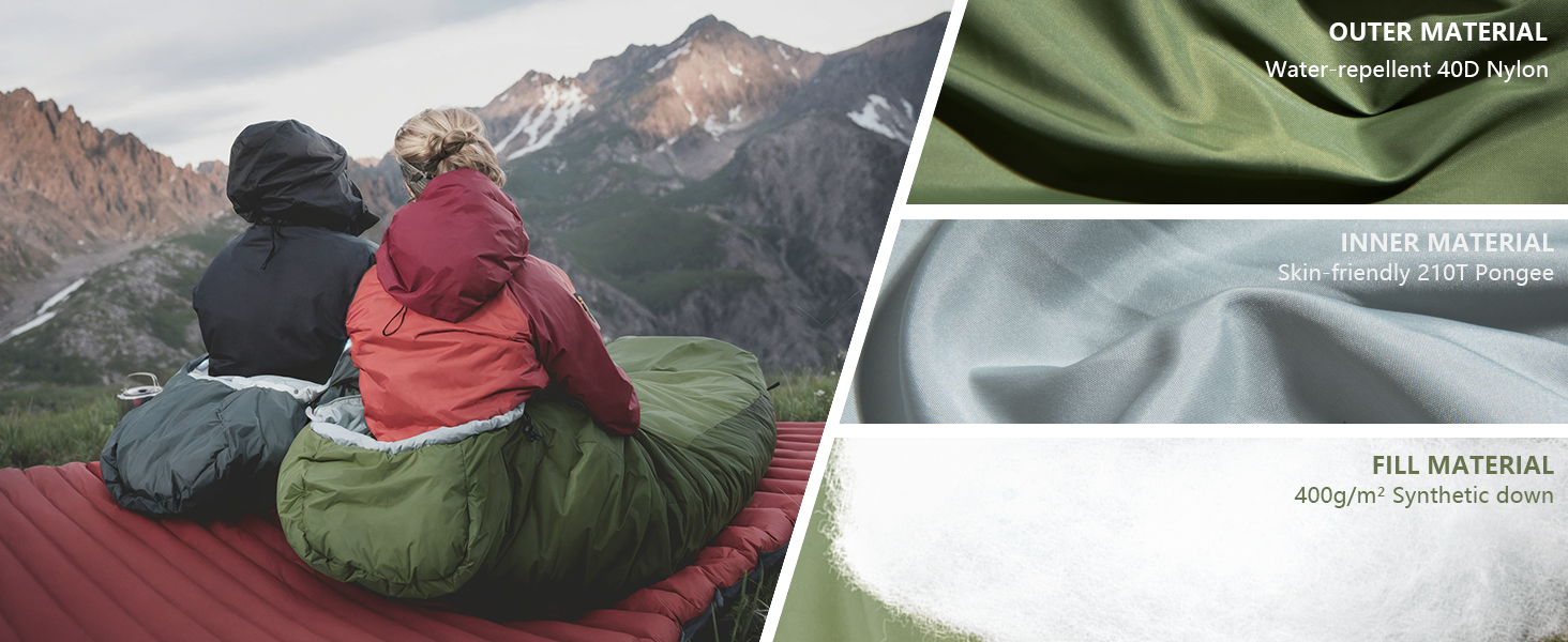 Сплячий мішок BISINNA Mumienschlafsack -10°C - 5°C [400GSM] для туризму, кемпінгу та подорожей, сірий