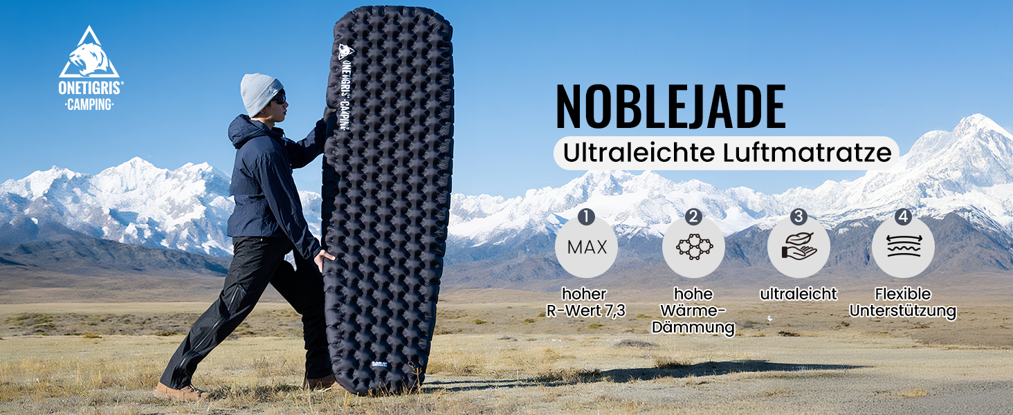 Каремат надувний OneTigris NOBLEJADE 10 см для кемпінгу, туризму, автомобіля (R-7.3) з помпою