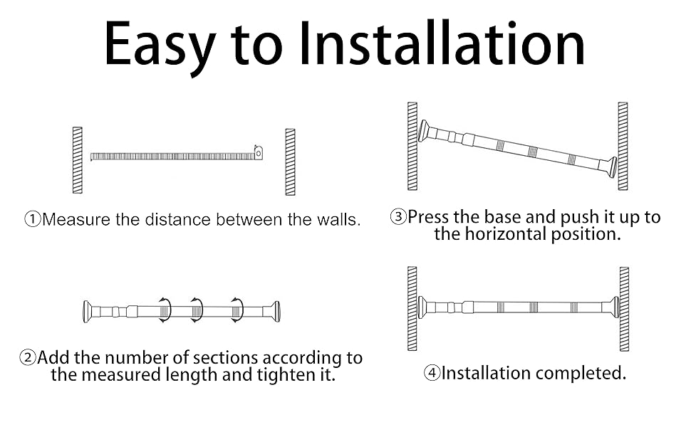 Телескопічна штанга для карнизів 60-130 см, висувна, з нержавіючої сталі, для штори, шафи, ванної кімнати, вікна або дверей (48-200 см, білий)