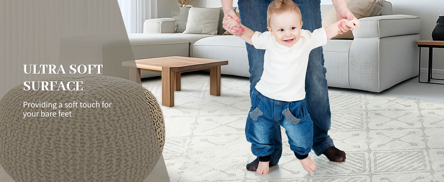 Килим Leesentec для вітальні, спальні: геометричний, сучасний, антиковзаючий, короткий ворс, бежевий, великий, білий (слонова кістка, 80*120 см), кремовий/світло-сірий (200x300 см)