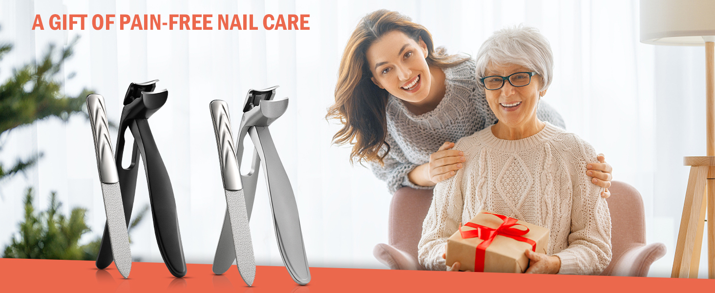 Кусачки для нігтів BEZOX ергономічні з похилим лезом для товстих нігтів (сріблясті) + пилочка для нігтів. Кусачки для нігтів для літніх людей, чоловіків та жінок.