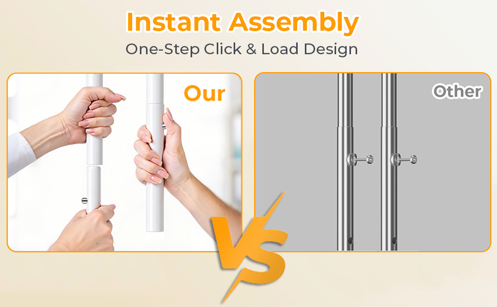 Вішалка для одягу Bomclap, міцна, на колесах, розсувна, з 3 перекладинами, 8 гачків та полицею, до 160 кг, біла