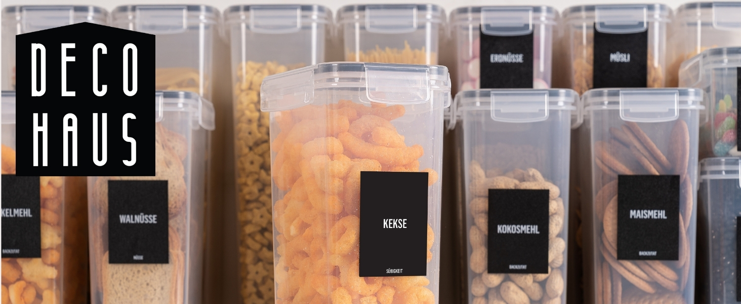 Набір контейнерів для зберігання Deco haus® 24 шт. з кришкою, чорний - Контейнери для кухні, зберігання продуктів, для борошна, макаронів, мюслі