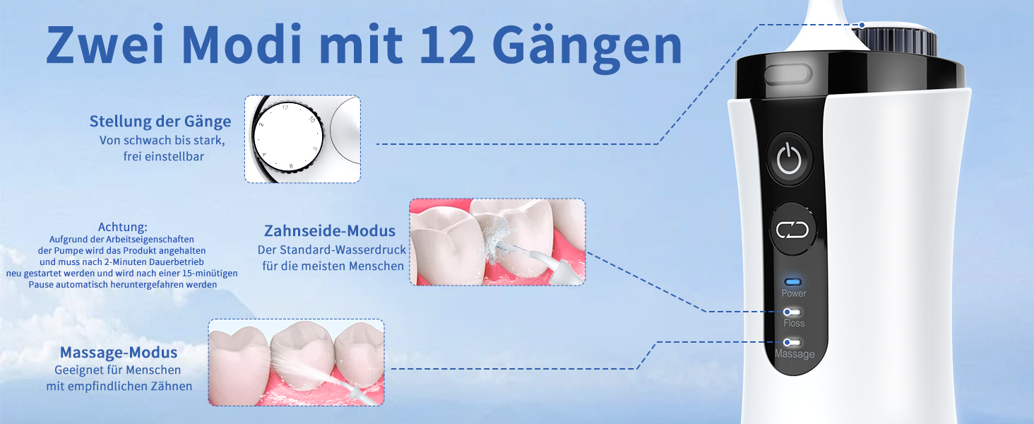 Електричний ірригатор для порожнини рота VITCOCO 1080P WiFi, 350 мл, бездротовий, з 5 насадками, IPX7, білий