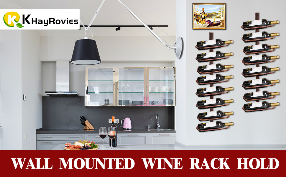 Настінна вітрина для вина з металу на 8 пляшок, металевий вітринний стеллаж для вина