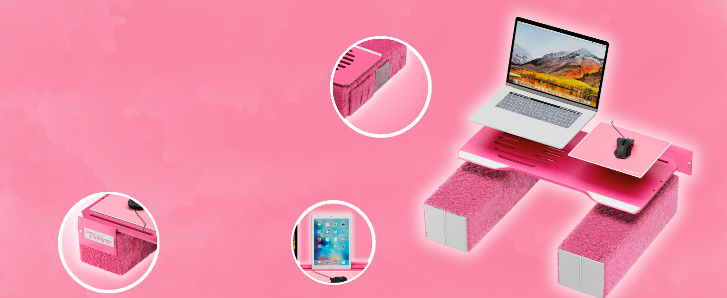 Підставка для ноутбука Couchmaster CYWORX - ергономічний стіл для дивану, софи та ліжка (рожевий)