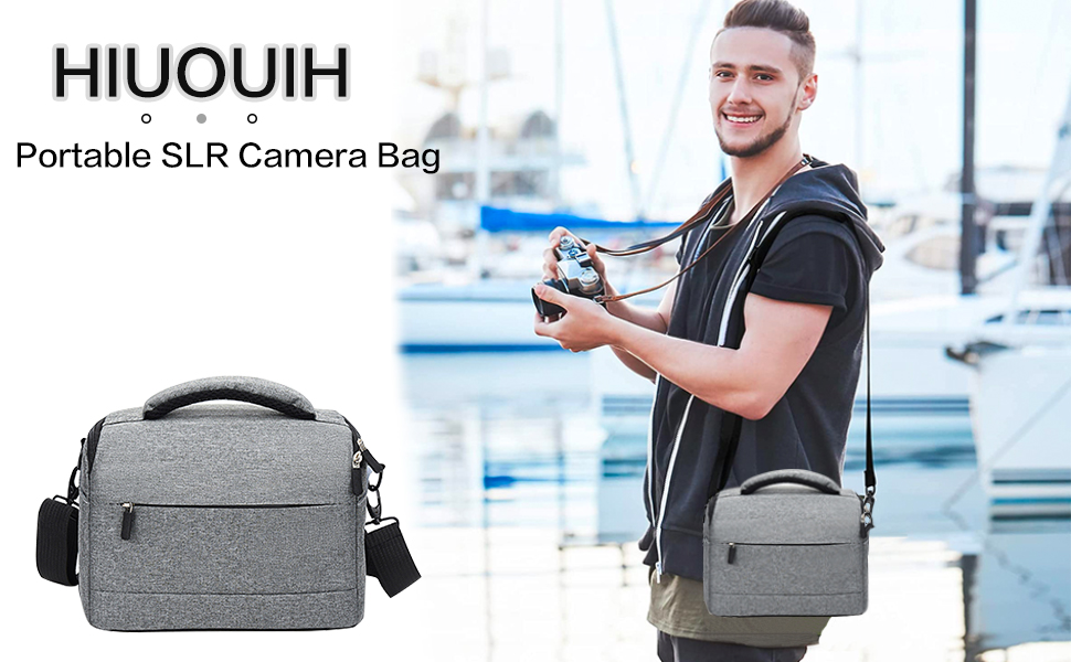 Сумка для камери HIUOUIH: фотосумка для DSLR/SLR камер, 26 x 19 x 15 см, сіра