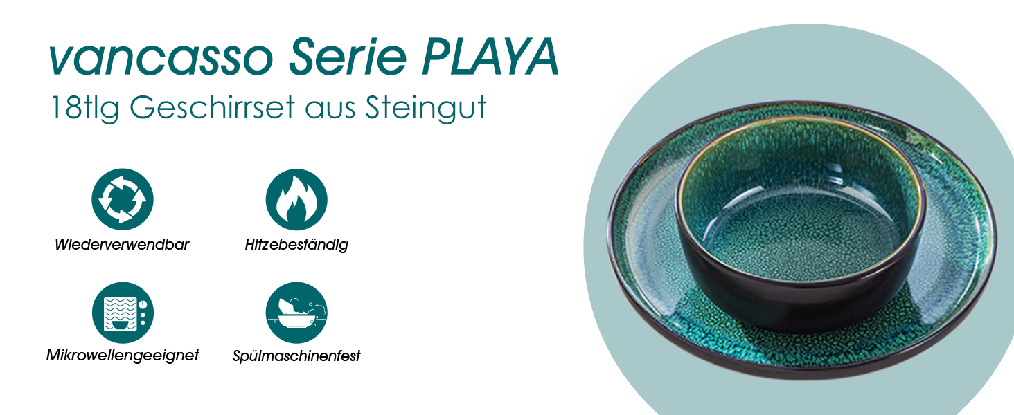 Набір посуду vancasso PLAYA 18 предметів для 6 осіб (зелений)