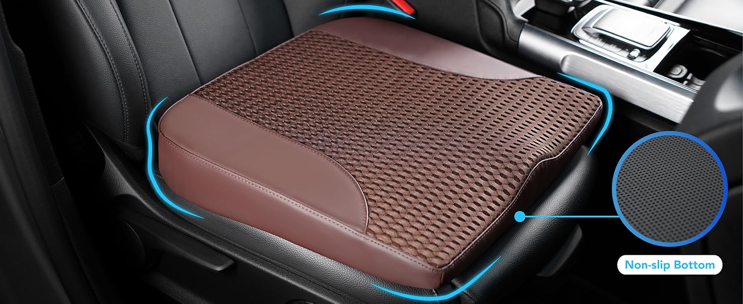 Подушка для автосидіння з Memory Foam для полегшення болю в куприку та попереку. Підходить для авто, вантажівки, офісу, інвалідного візка. Шкіра та сітка 4D (Колір: Коричневий)