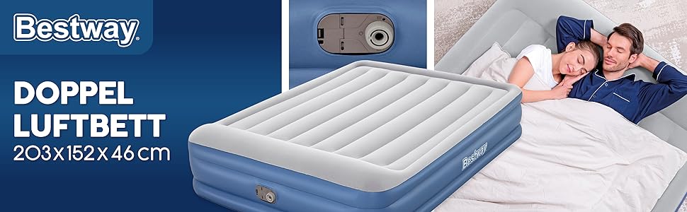 Надувний матрац Bestway TriTech Vento Double XL з електронасосом 203x152x46 см