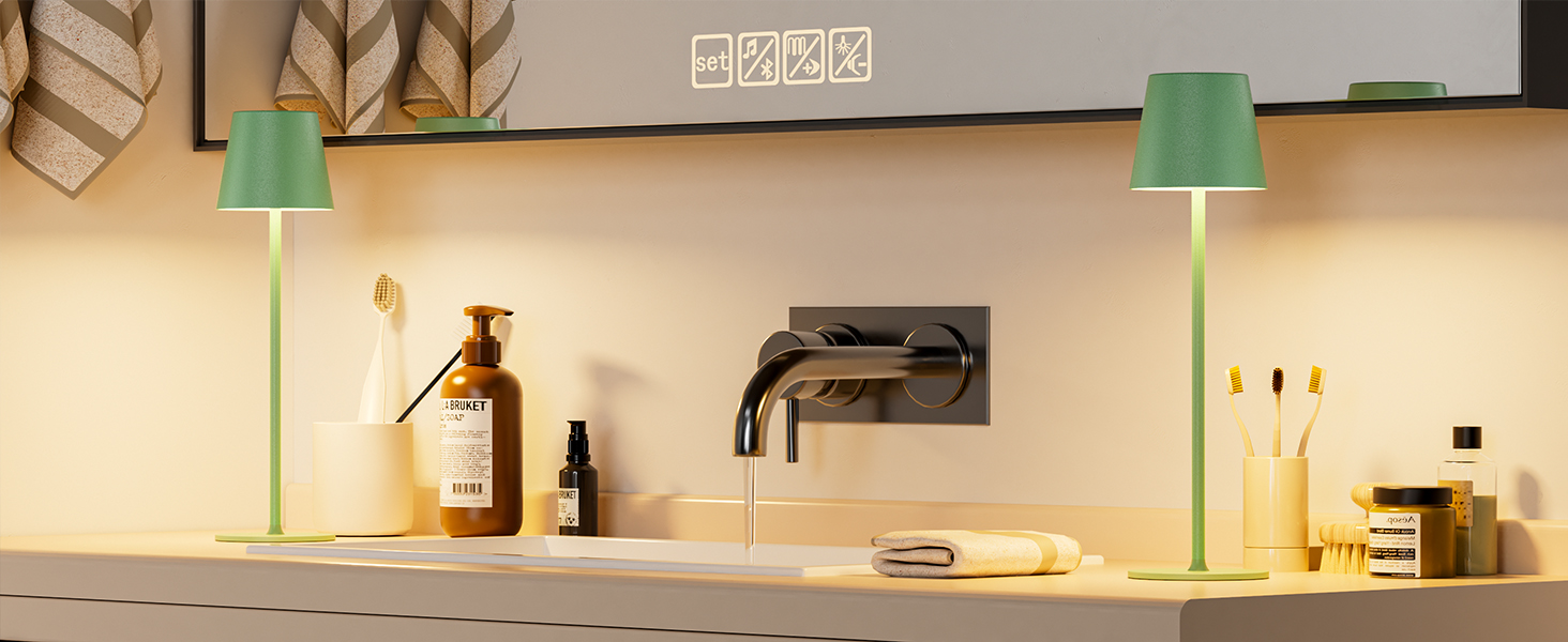 Набір з 2 бездротових настільних ламп LED з акумулятором, сенсорне регулювання яскравості, 3 режими кольору, USB-C зарядка для спальні, столу, кемпінгу (Чорний)