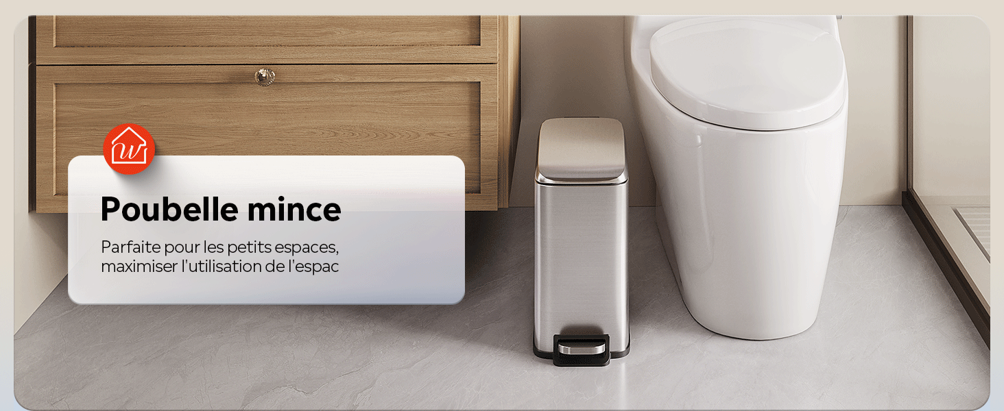 Відро для сміття WLIVE з нержавіючої сталі, 5л, з педальним механізмом та м'яким закриттям, для кухні, спальні, офісу, срібного кольору