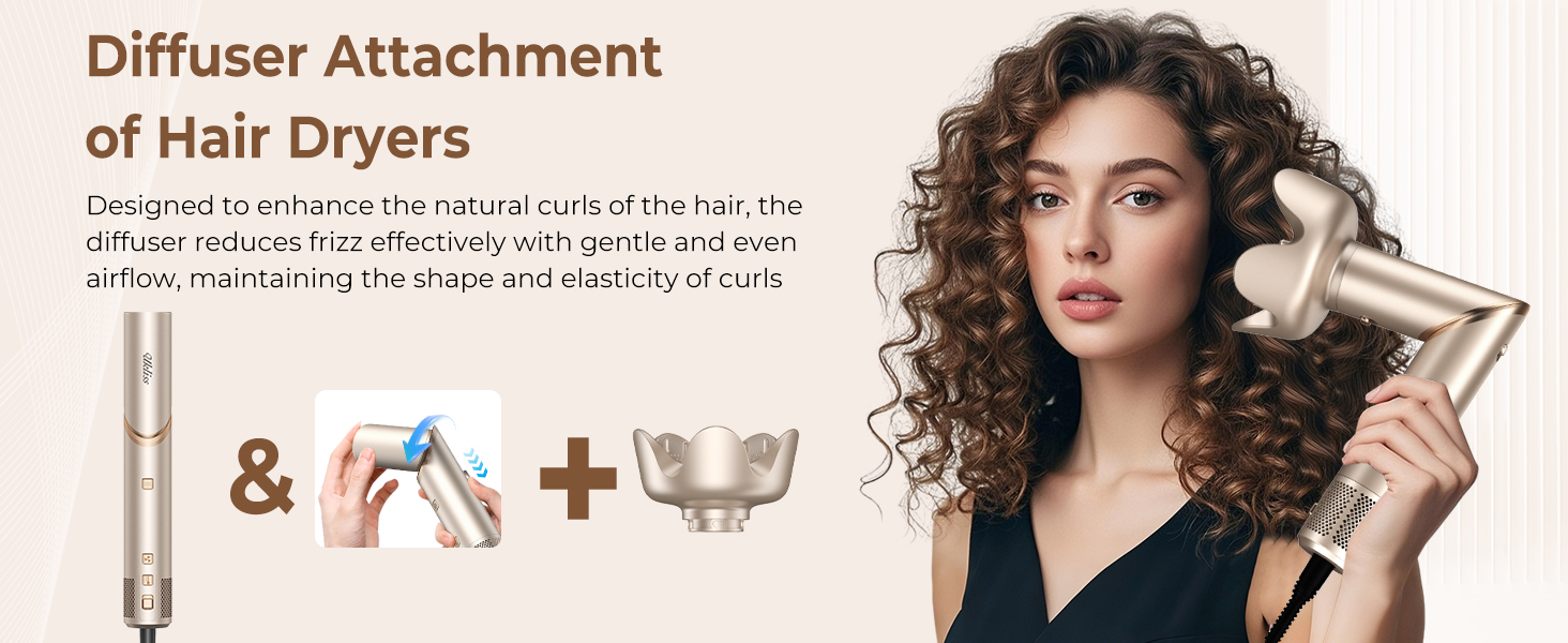 UKLISS Hairstyler 8 в 1: Професійний стайлер для волосся з авто-завивкою, іонізацією та функцією фена, підходить для всіх типів волосся, золотий