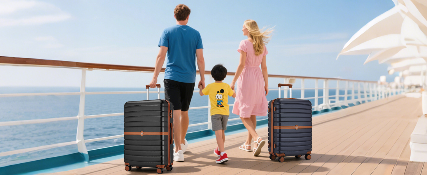 KONO Чемодан-валіза на коліщатках середнього розміру (66 см) з ABS+PC, з замком та подвійними колесами (Темно-зелений/Коричневий)