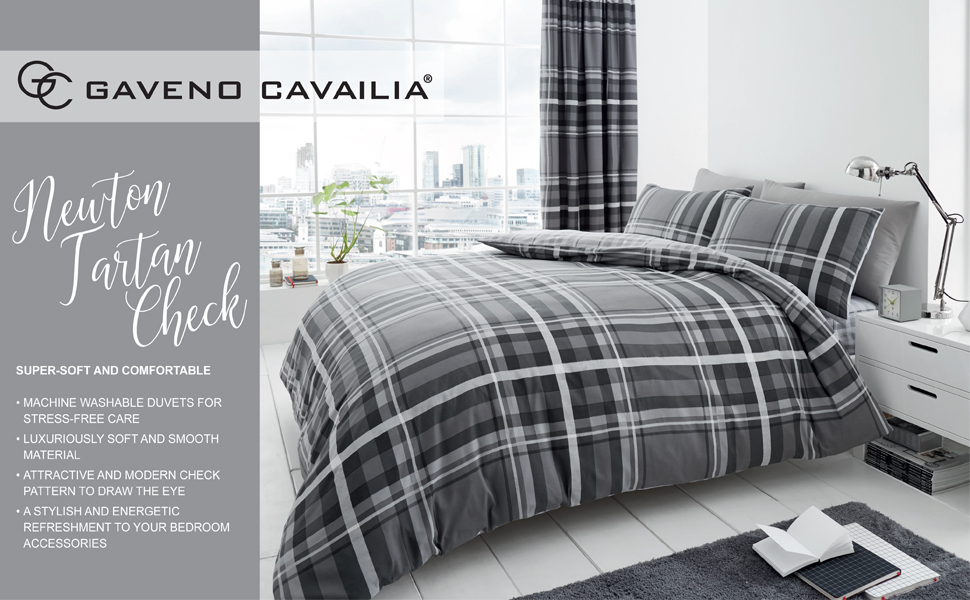 Набір постільної білизни GAVENO CAVAILIA, Та́ртан, сірий, King Size (180x200), поліестер/бавовна