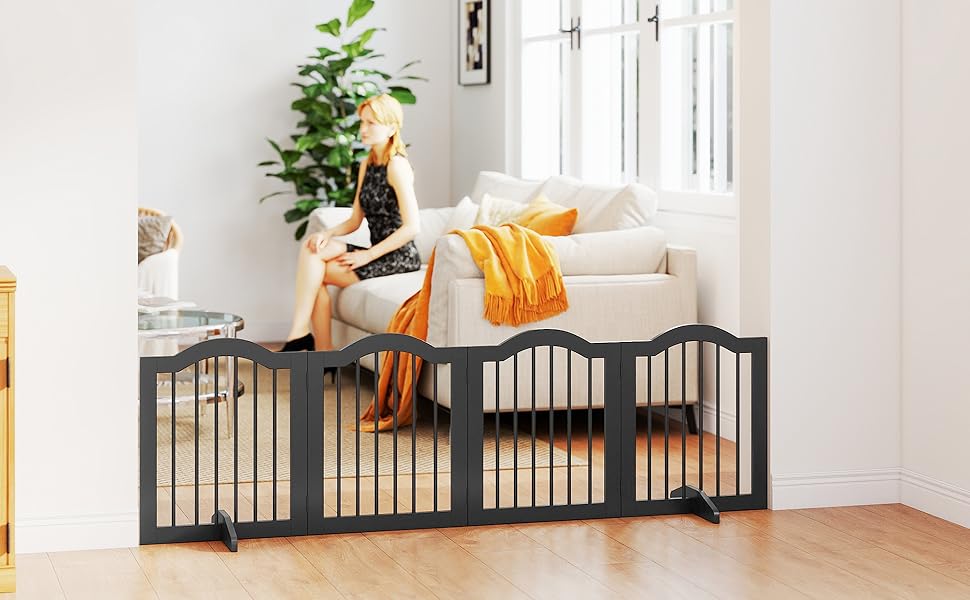 Захисний бар'єр для собак PawHut 5-секційний, 261.5 x 61 см, розкладний, з дверцятами, білий