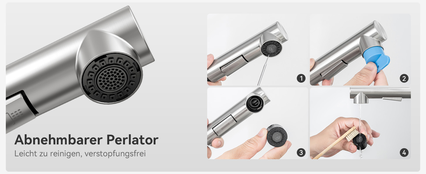 Кран кухонний висувний CECIPA, 360° поворотний, чорний, з витяжним виливом, міцний, без витоків, проста установка, з домішувачем для раковини (щіткова поверхня & чорний колір)