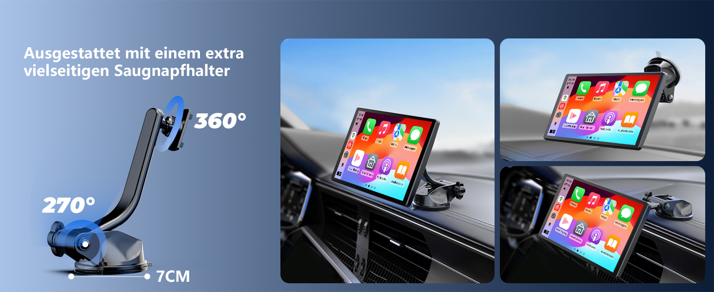 Портативна автомагнітола Krunia 8'' з Apple CarPlay і Android Auto, 1440x900 HD-дисплей, магнітне кріплення, OTA-оновлення, камера заднього виду, Bluetooth, голосове керування, GPS-навігація