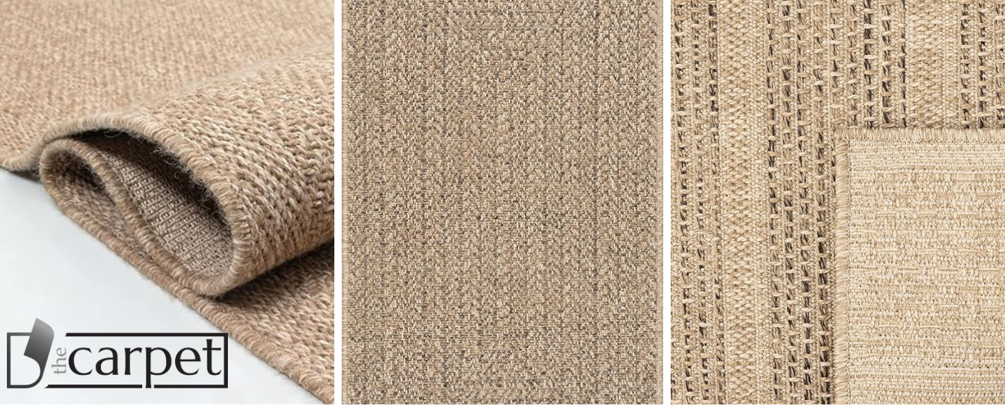 Килим Kansas - стильний килим у стилі джуту, ідеальний для вітальні, їдальні та коридору, легко чиститься, стійкий до погодних умов для використання в приміщенні та на вулиці, розмір приблизно 60 x 180 см, натуральний колір