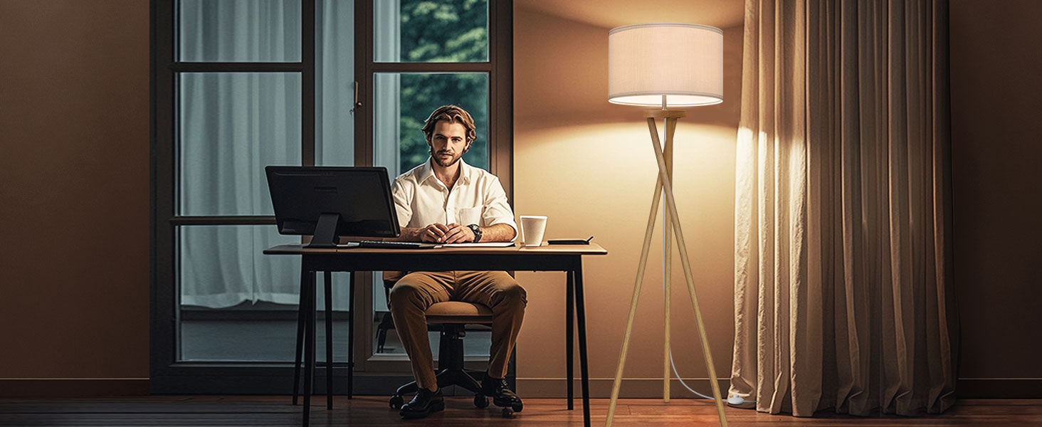 Стійка лампа BBHome для вітальні, спальні, офісу: дерев'яний каркас, LED E27 9W, сучасний дизайн