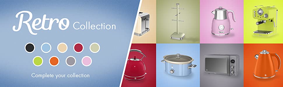 Електричний чайник Swan Retro 1.8 л, рожевий, з автоматичним відключенням, нержавіюча сталь, 3000 Вт