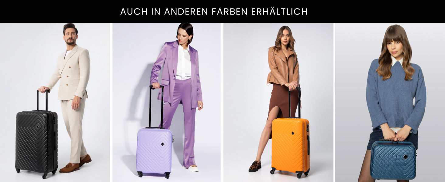 Набір валіз WITTCHEN Cube Line (S+M+L) з ABS, геометричним тисненням, 4 колесами, телескопічним ручками та комбінаційним замком. Ліловий колір.