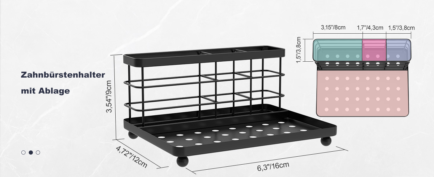 Підставка для зубних щіток Luxspire, електрична, з нержавіючої сталі, настінна без свердління, чорна, 2 слоти