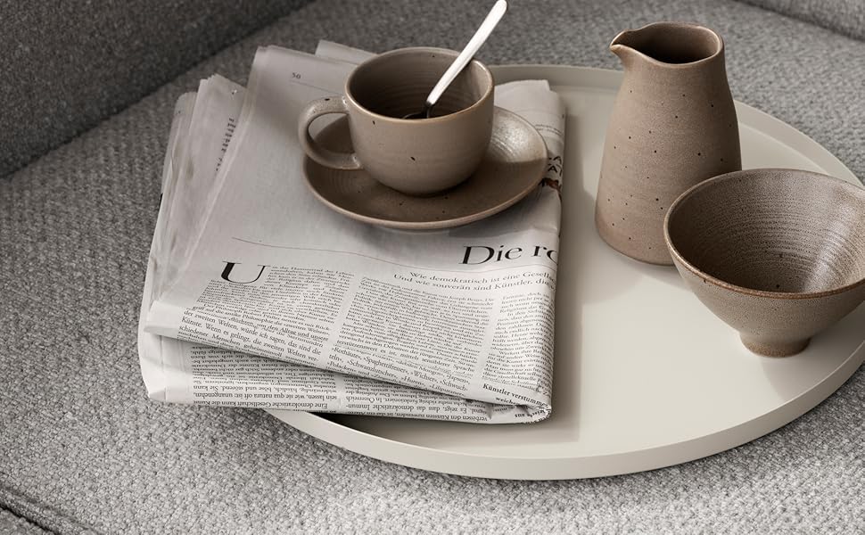 Blomus Tray -Peasy- Stainless Steel Serving Tray | Decorative Round Tray with Rim ⌀ 30cm (S, Moonbeam)