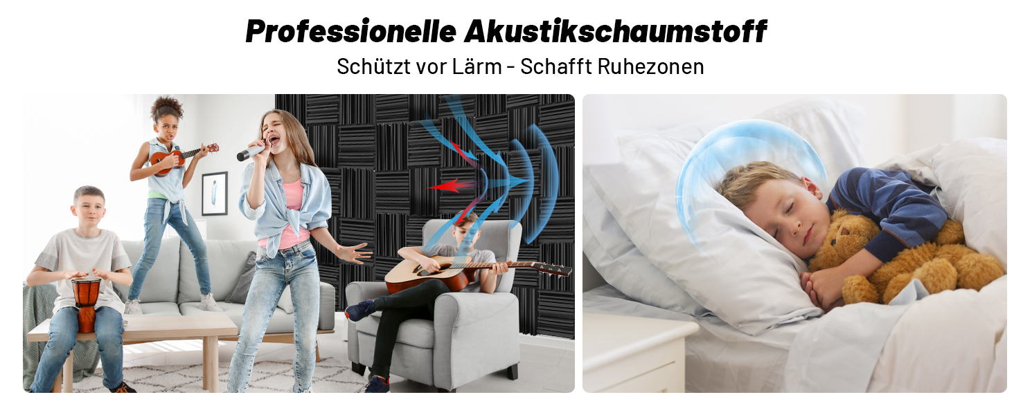 Акустичний поролон для звукоізоляції, шумопоглинаючі панелі 30х30х5 см, висока щільність, набір 48 шт для студії звукозапису та лайв-студій