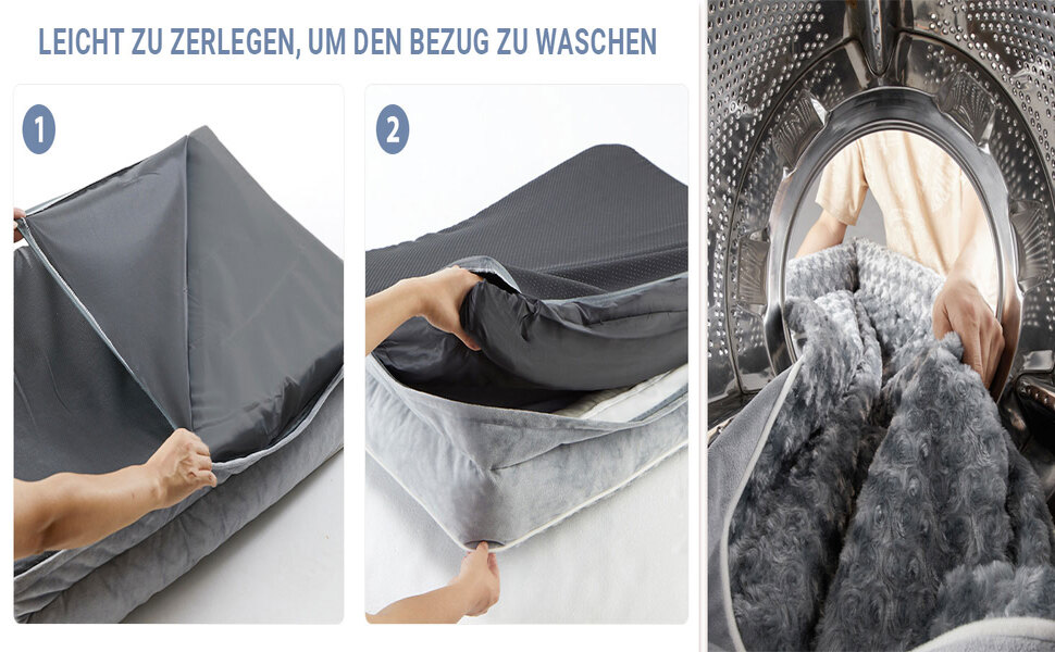 Ортопедичне ліжко для собак великих порід - водовідштовхуюче, з неслизьким дном та знімним чохлом (M: 71 x 58 x 17 см)