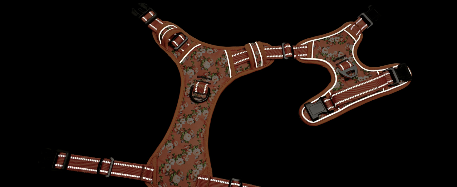 Шлейка для собак HEELE з поглинанням ривка, світловідбиваюча, для середніх собак, з м'яким ручним захопленням, коричнева, розмір M (L - обхват грудей: 43-86 см)