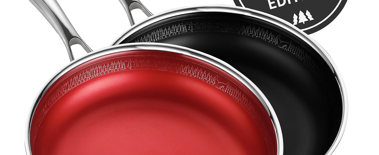 FIXLINE® Сковорода Black Forest 28 см - RED Design - антипригарне покриття без PTFE - для всіх типів плит, включаючи індукцію - можна використовувати в духовці до 250°C - легке очищення - ідеальна ідея для подарунка (Сковорода з покриттям, 28 см | Чорний)