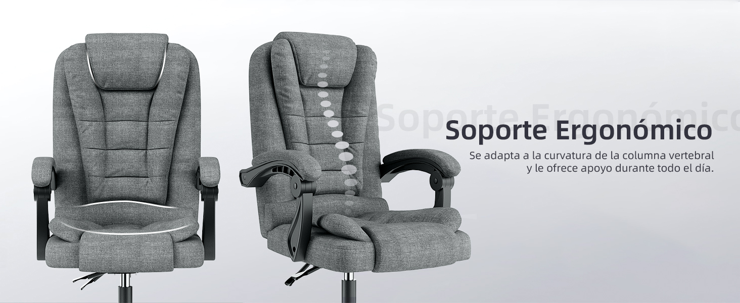 Крісло Rattantree для офісу та дому: ергономічне комп'ютерне крісло з регулюванням висоти та нахилу, PU шкіра (темно-сірий)