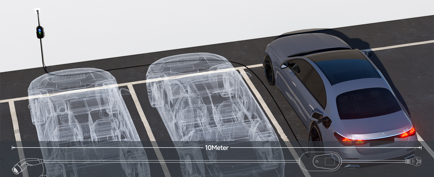 Кабель для зарядки електромобіля Type 2 Schuko 3.68kW 16A 1 фаза 10м з APP та регулюванням струму