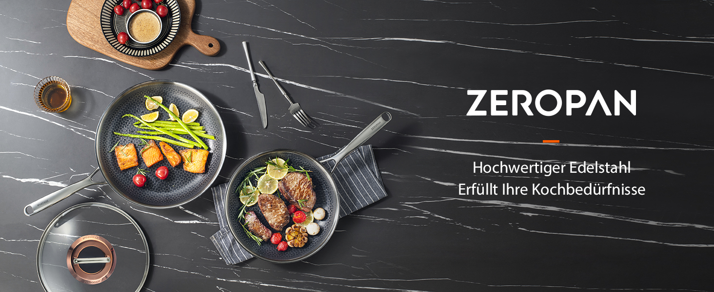 Сковорода з кришкою 26 см, антипригарне покриття Hybrid, холодна ручка, безпечна для миття в посудомийній машині, без PFAS, PFOA та PTFE, можна використовувати в духовці до 260 °C, сумісна з усіма типами плит WQ