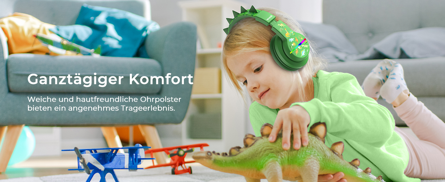 iClever Бездротові навушники для дітей з LED-підсвічуванням, Over-Ear, Bluetooth 5.2, мікрофон, BTH12 (Хвилинка)