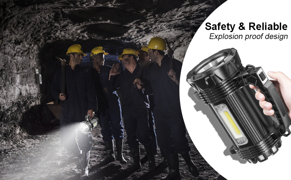 ERAY LED ліхтарик 11000 лм, ручний прожектор, акумулятор 9600mAh, 6 режимів, IPX4 водонепроникний, Power Bank, потужний ліхтар для кемпінгу, туризму, надзвичайних ситуацій, активного відпочинку (8 режимів - 3000 лм)