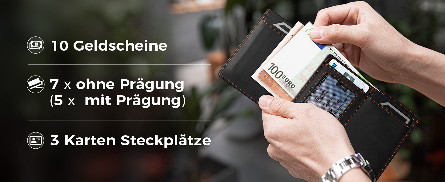 Чоловічий гаманець MagSnap Portmonee з відділом для монет, RFID захистом, для 10+ карток, чорно-помаранчевий