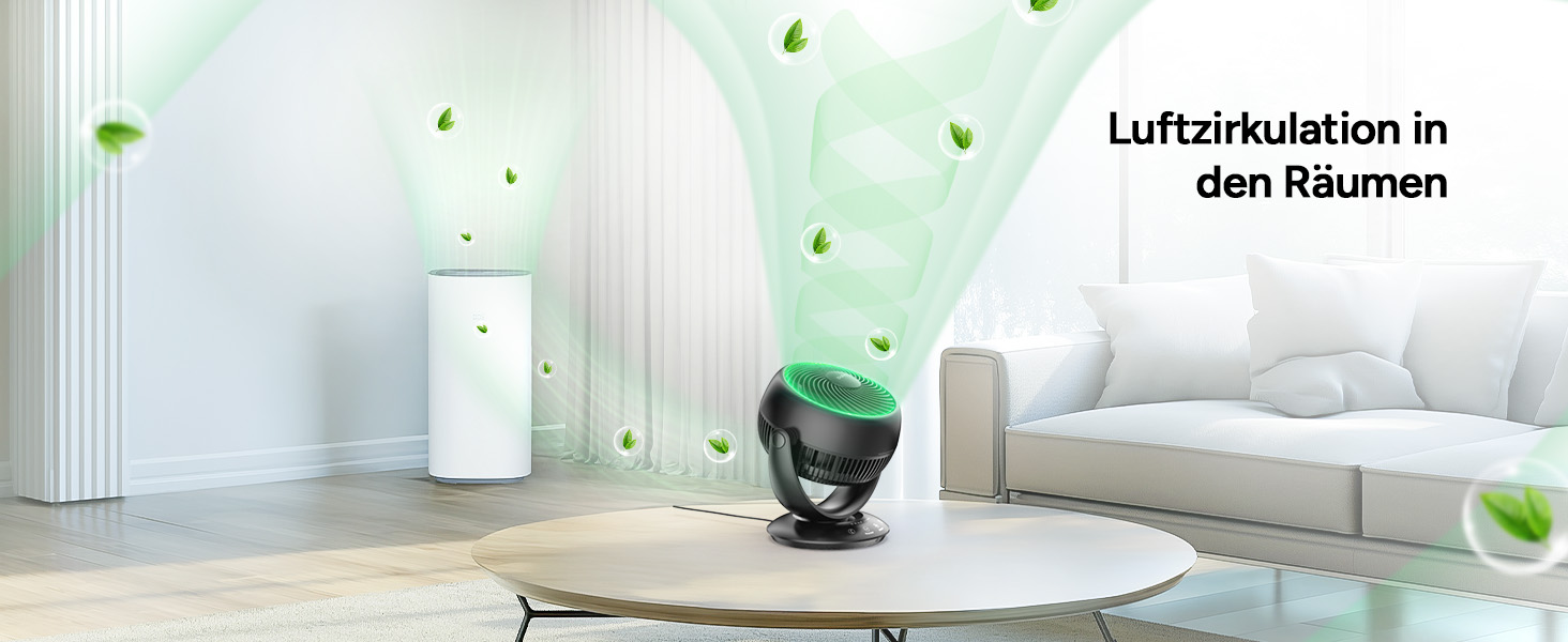 Вентилятор DR.PREPARE настільний, 25 dB, тихий, ефективне охолодження, 3 швидкості, таймер 2-12 годин, осциляція 90°, 10 дюймів