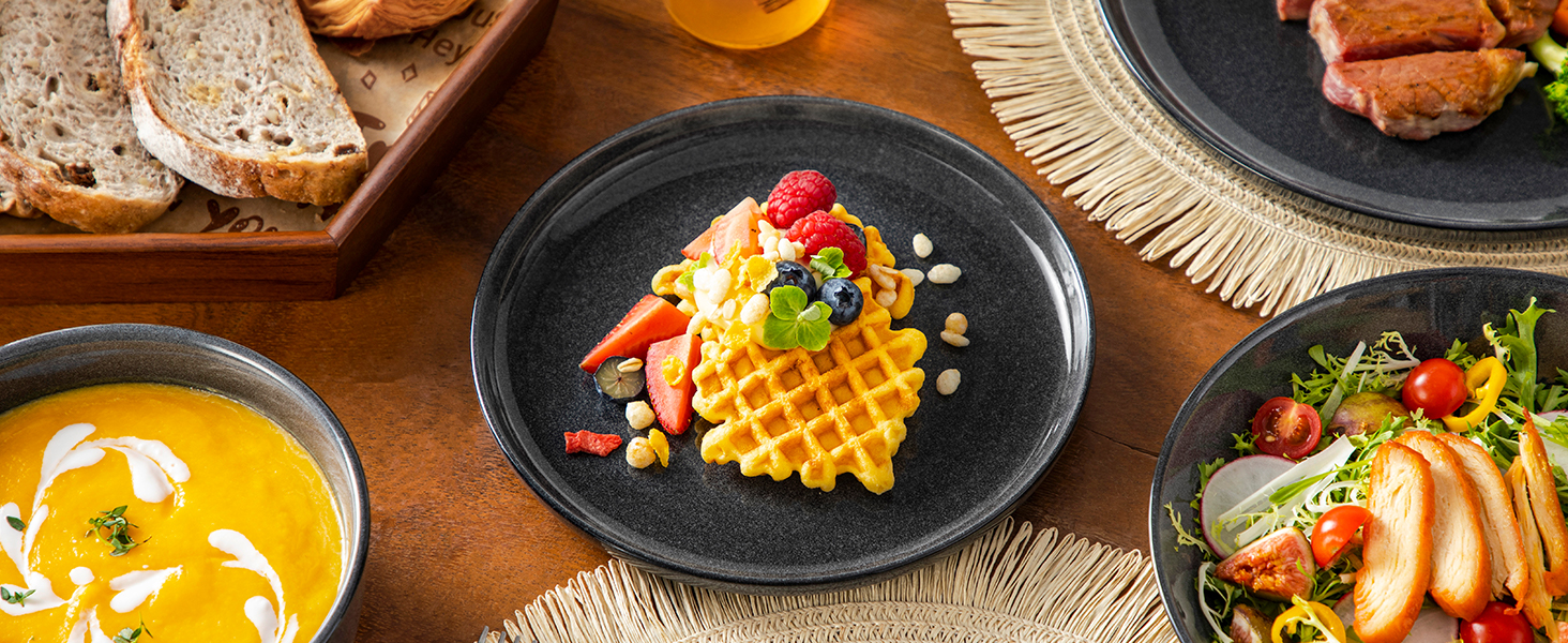 Набір посуду Steingut vancasso ANYA (48 предметів) – сучасний сервіз для 6 осіб (сірий)