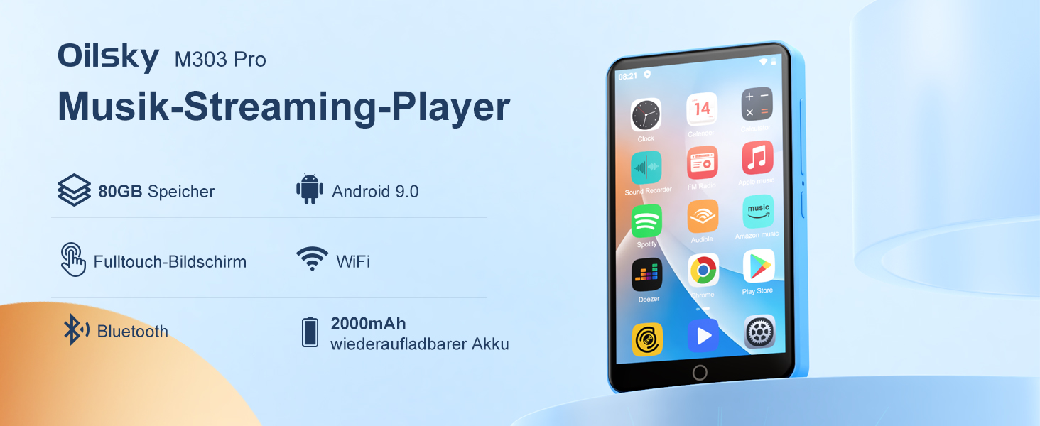 MP3 плеєр Oilsky 80GB Bluetooth WiFi Android 9.0 4