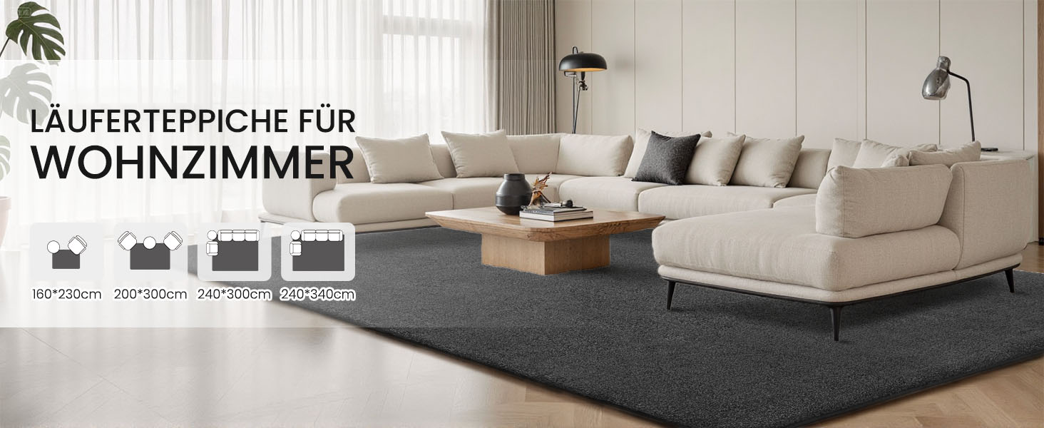 Килимок для вітальні та дитячої кімнати 160x230 см, сірий, з коротким ворсом, миючий, антиковзаюча підкладка