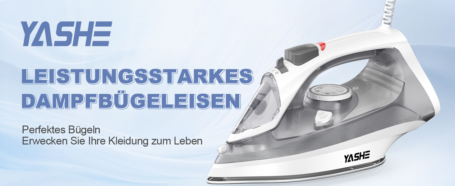 Пароочисник 2300W з антипригарною підошвою, 300 мл резервуар, постійна подача пари 25 г/хв, паровий удар 150 г/хв, самоочищення, захист від накипу та запобігання протіканню. Великий об'єм.