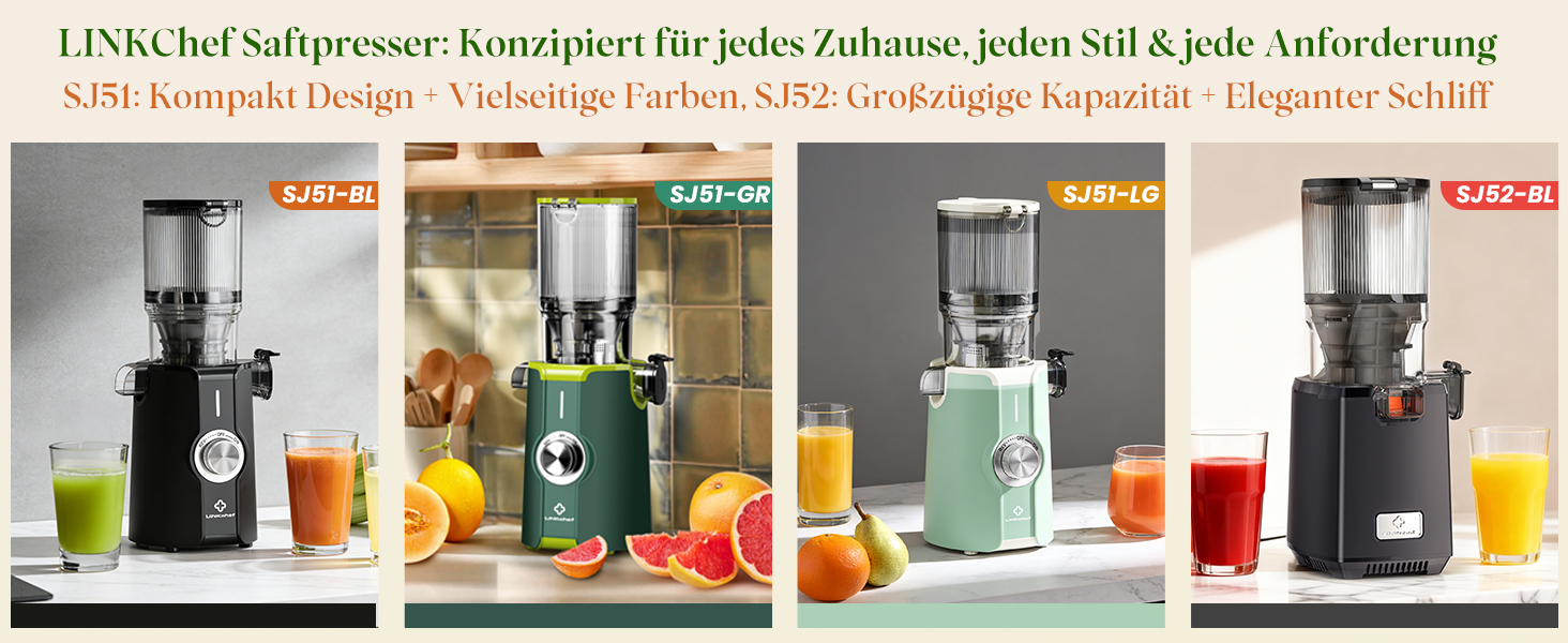 Шнекова соковижималка LINKChef Slow Juicer, 250Вт, для цілих овочів та фруктів, широкий отвір 130мм, чаша 1.8л, з функцією реверсу, без BPA