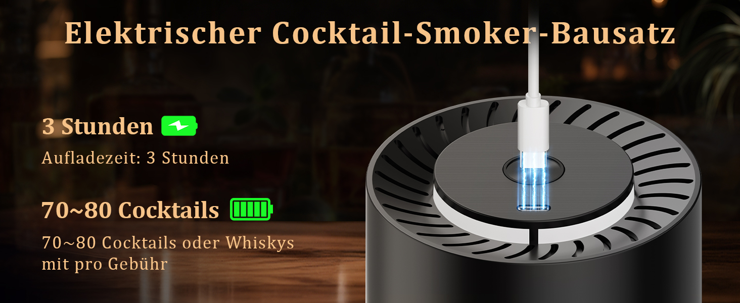 iDiskk Набір для копчення коктейлів: електричний димогенератор для віскі, вбудований запальник, 6 дерев'яних стружок для Old Fashioned, бурбон, міксологія