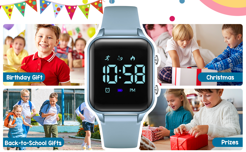 Дитячий розумний годинник для дітей 5-14 років: спорт, крокомір, будильник, Rock Blue