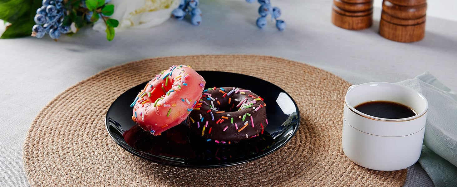 Набір посуду 18 предметів для 6 осіб, чорний набір посуду з опалового скла, включає миски для мюслі, десертні та обідні тарілки, чорний посуд