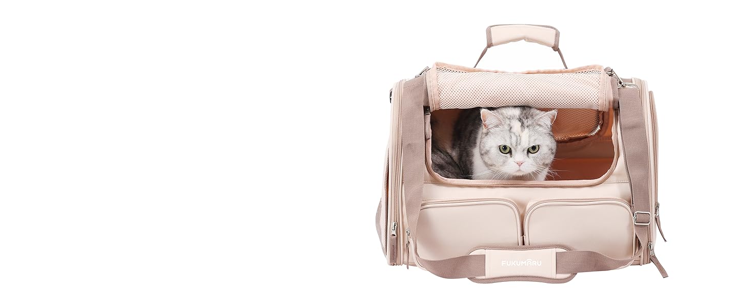Транспортна переноска для котів та собак FUKUMARU, рожева, велика (до 22 кг)