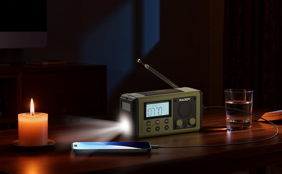 Радіо Raddy SH-908 з ручним приводом, сонячною та USB-підзарядкою, IPX6, AM/FM/SW, SOS, компас, ліхтарик, телефонний зарядний пристрій для кемпінгу та надзвичайних ситуацій