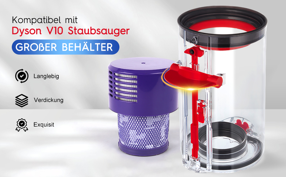 Контейнер для пилососа Dyson V10 SV12 (969509-01) з HEPA-фільтром, запасні частини